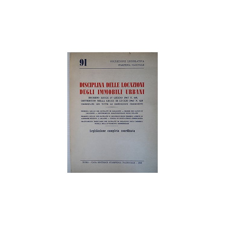 Collezione Legislativa Disciplina delle locazioni immobili urbani [...