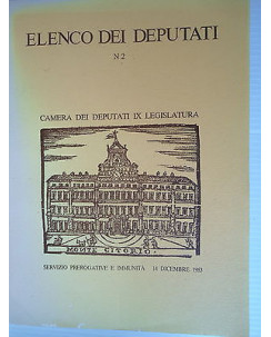 Elenco dei Deputati n.2  IX Legislatura Serv. Prerogativi e immunità [SR] A45 