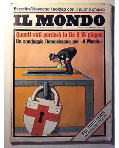 Il Mondo n. 20 15 mag 1975 * Voti DC - Sondaggio Demoskopea - SID - FF08