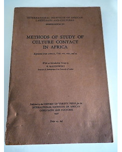 OXFORD UNIVERSITY: Methods of study of culture contact in africa, 1938  A85