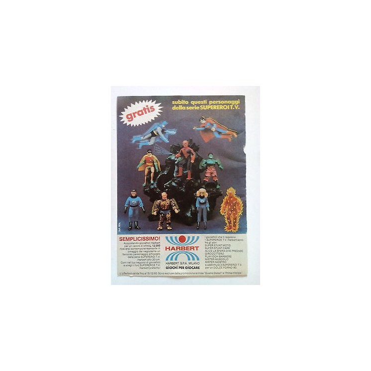 P80.011 Pubblicità Advertising HARBERT SUPEREROI SUPERMAN BATMAN F4...