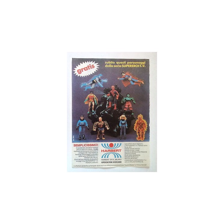 P80.023 Pubblicità Advertising HARBERT SUPEREROI SUPERMAN BATMAN F4...
