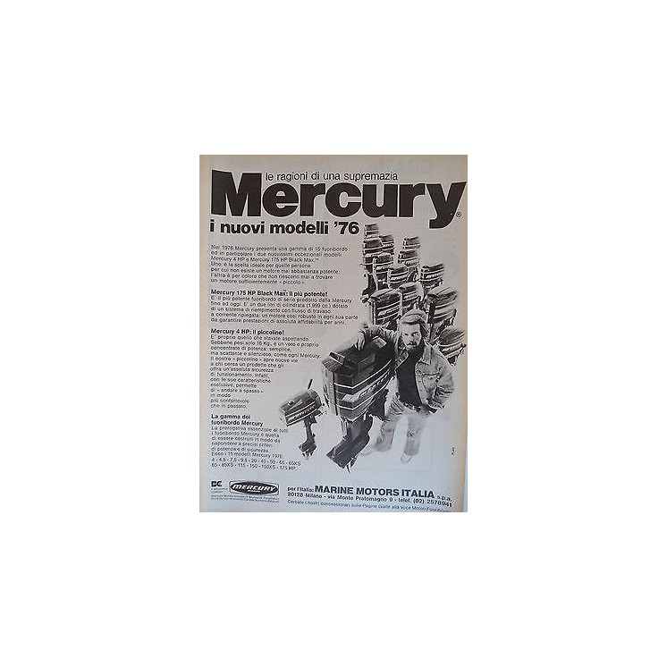 P.70.07 Pubblicita' Advertising Mercury Marine Fuoribordo 970 Clipp...
