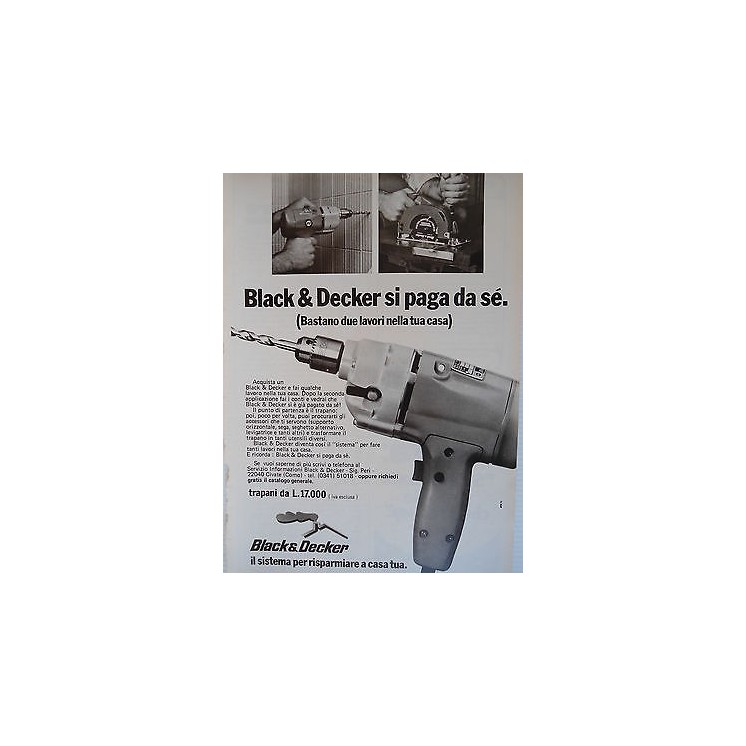 P.70.13 Pubblicita' Advertising Black & Decker Trapani 1970 Clippin...