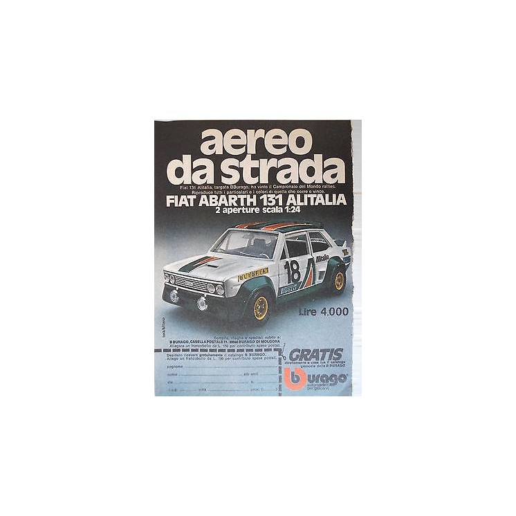 P.70.16 Pubblicita' Advertising Burago Fiat Abarth 131 1970 Clippin...