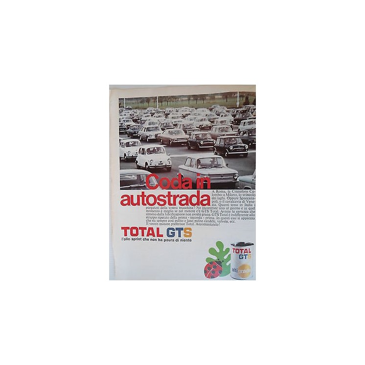P.70.33 Pubblicita' Advertising TOTAL olio autom. GTS 1970 Clipping...