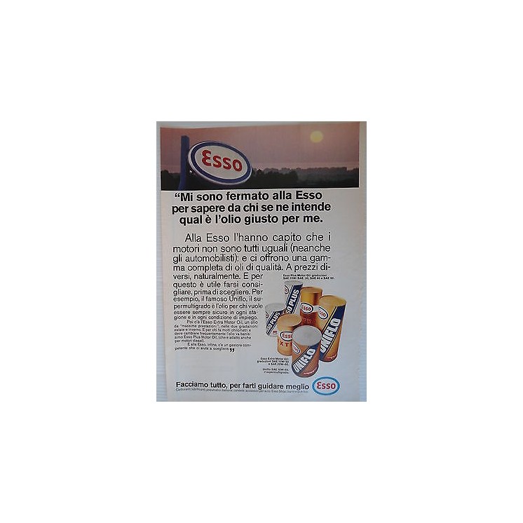 P.70.37 Pubblicita' Advertising Esso Olio motori 1970 Clipping Riv....