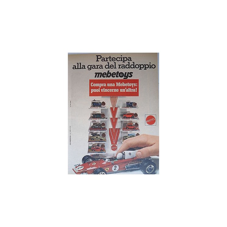 P.70.37 Pubblicita' Advertising Mattel Mebetoys Ferrari G.Prix Clip...