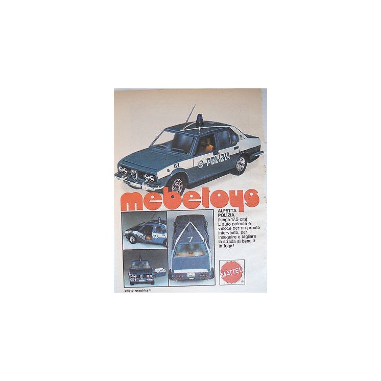 P.70.54 Pubblicita' Advertising Mattel Metetoys Alfetta Pol. 1970 C...