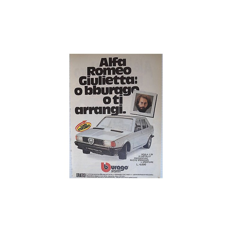 P.80.03 Pubblicita' Advertising Burago Alfa Romeo Giulietta 1980 Cl...