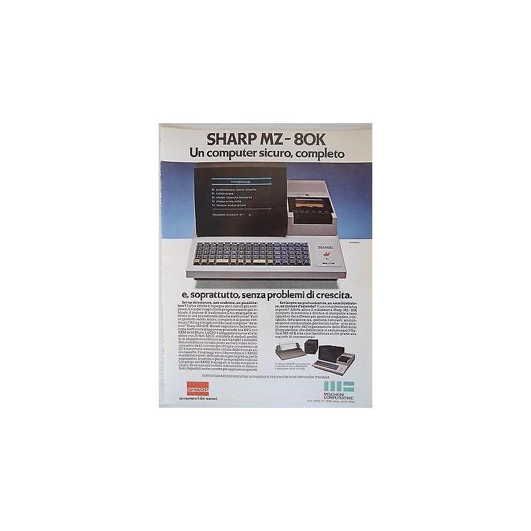 P.80.06 Pubblicita' Advertising Sharp Computer MZ-80K 1980 Clipping...