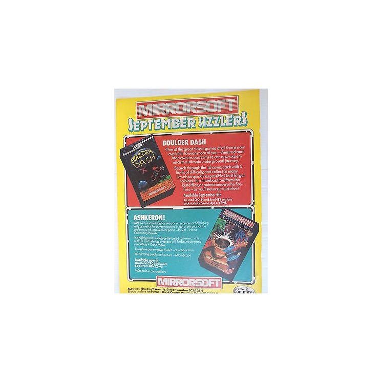 P.80.49 Pubblicita' Advertising Boulder Dash-Ashkeron,Atari 1980 Cl...