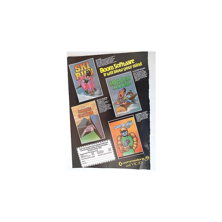 P.80.51 Pubblicita' Advertising Ski run-Logger mania-C64 1980 Clipp...