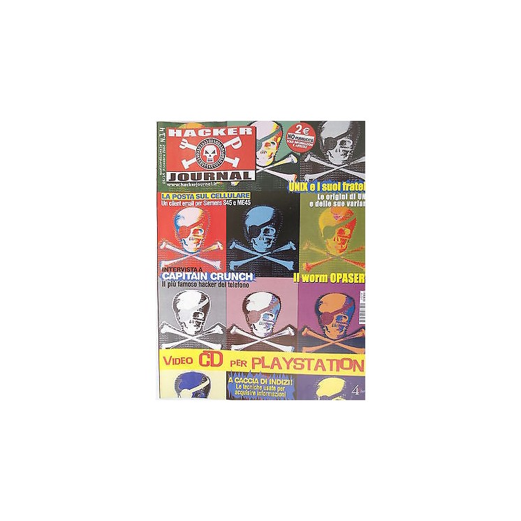 Hacker Journal n. 14 29 Dic 2002 Ed 4Ever Unix CapitanCrunch Cd Pla...