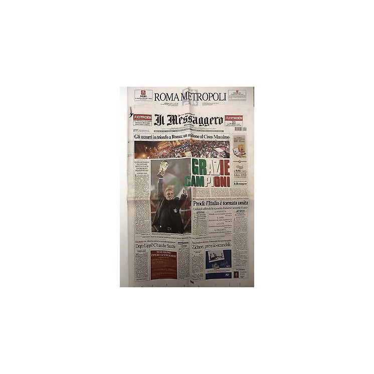 IL MESSAGGERO ANNO 128 N.187: ITALIA CAMPIONE DEL MONDO 2006 + SUPP...