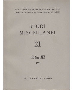 AAVV: Studi Miscellanei 21 Ostia III ** ed.De Luca  FF03