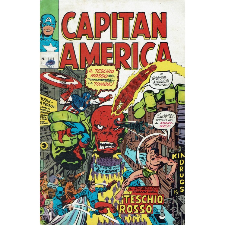 Capitan America n.111 il diabolico piano del Teschio Rosso ed. Corno